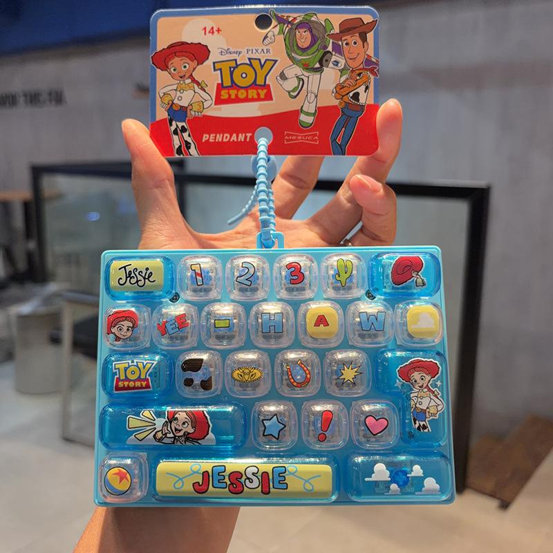 26 Keyboard Keychain Toy Stories Pendant Hanging Ornament For Bag Charms Party Gift For Fans Clicker Fidget Keyboard Keychain