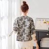 Women's Retro Print Round Neck Short Jacket - Spring 2025 Cotton Linen Design