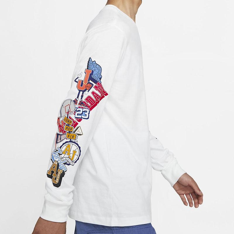 Air Jordan Printed Casual Sports Long Sleeve T-Shirt Men Tops White CV3408-100