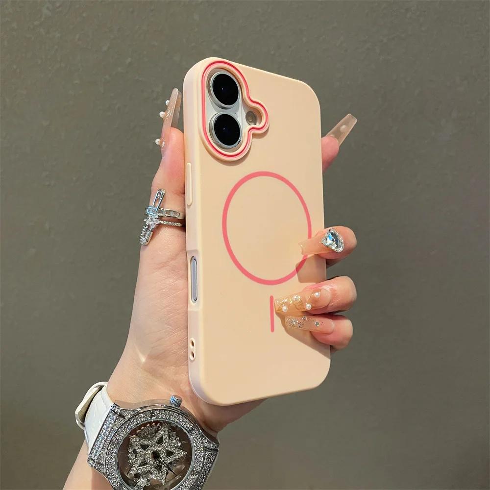 Ultrathin Simple Case for 16 Pro Max 15 14 Plus 13 12 11 Pro Max Matte Hit Color Lens Wireless Charg Soft Cover