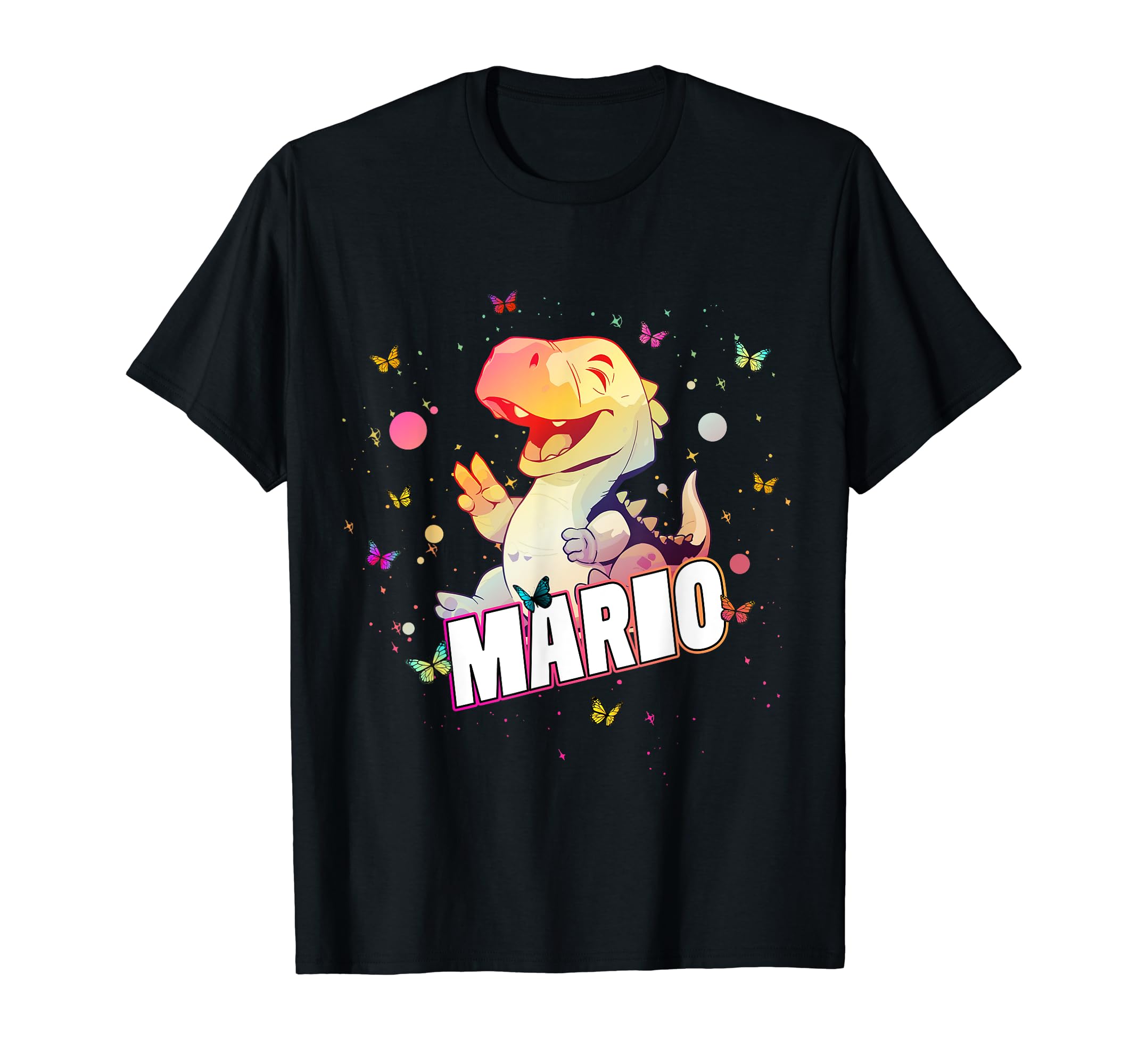 

МАРИО Милое имя для мальчика с милым динозавром - футболка чёрный