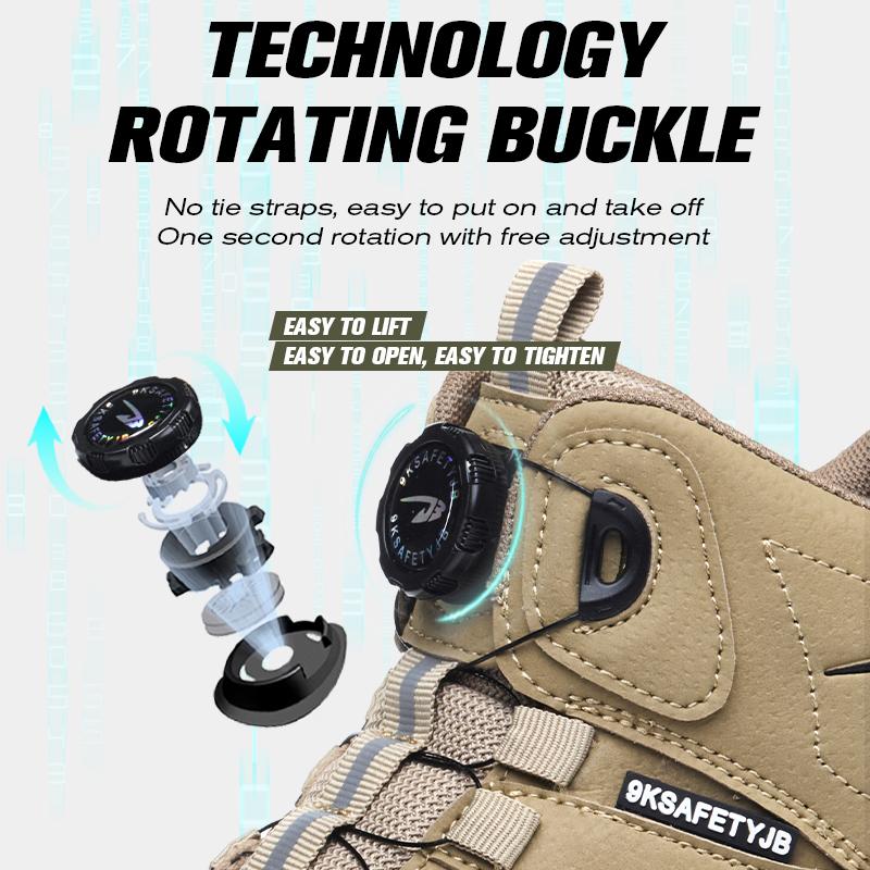 New Rotating button Security Boots Men Work Shoes Anti-smash Anti puncture Safety Shoes Protection Boots Steel toe shoes Fashion