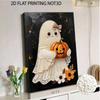 Frameless Pearl Bead Painting Kit Cute Ghost Pumpkin Design DIY Handmade Craft Canvas for Home Wall Decor Autumn Seasonal Gift Art