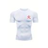 Men's Chest Minimalist Red Kanji Print Compression Shirt High Elasticity Moisture Wicking Sportswear