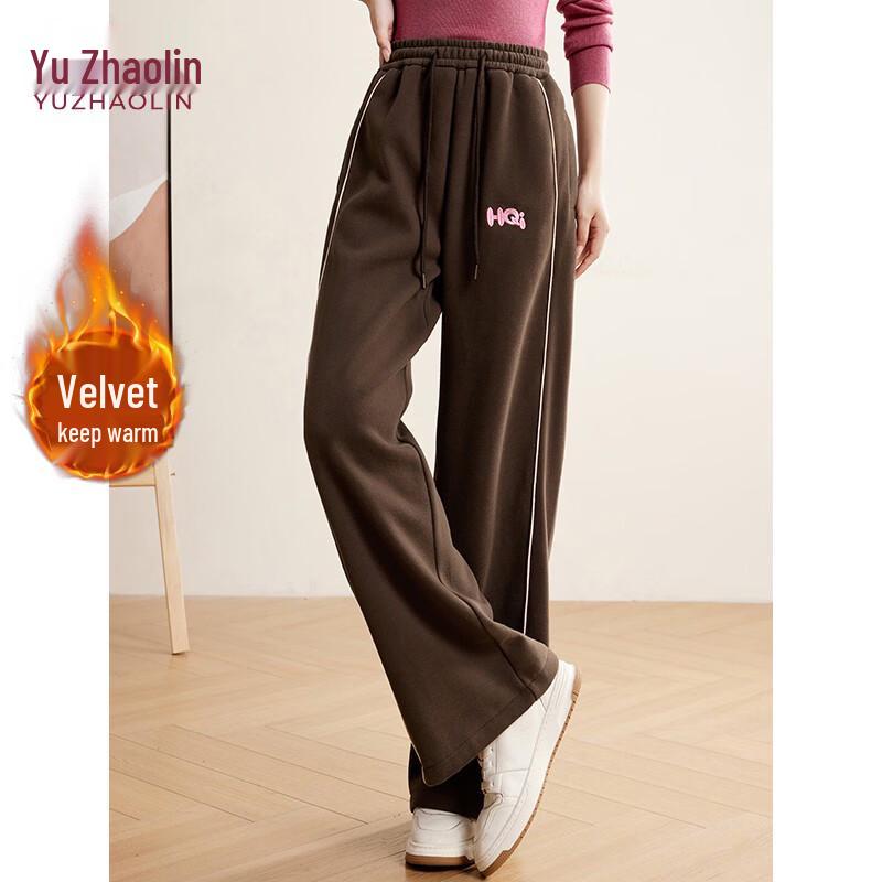Yu Zhaolin Women s Fleece-Lined Drawstring Straight-Leg Pants M