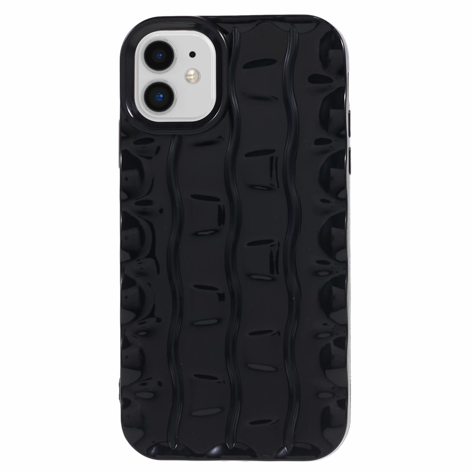 

For iPhone 11 TPU Phone Case 3D Striped Pattern Design Shockproof Phone Cover Black
