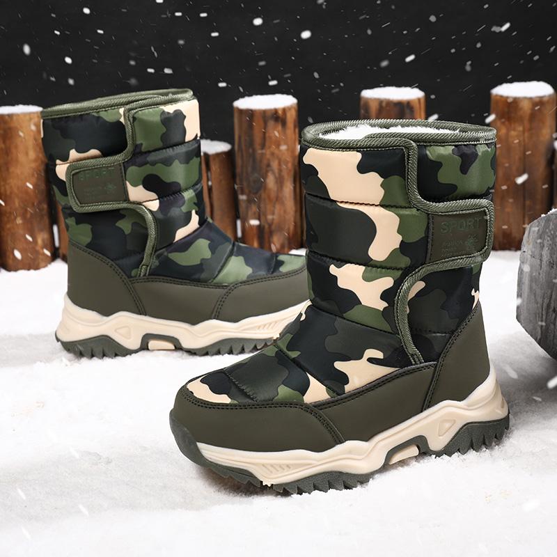 Kids Winter Boots Fashion Convenient Outdoor Thick Sole with Plush Insulation Boy's Snow Boots High Top Cotton Shoes
