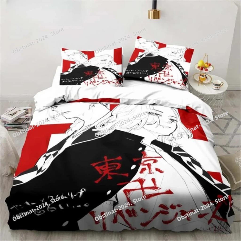 Fashion Tokyo Revengers Bedding Set Printed Bed Set Duvet Cover Sheet Pillowcase Soft Quilt Cover Full Queen King Size Luxury
