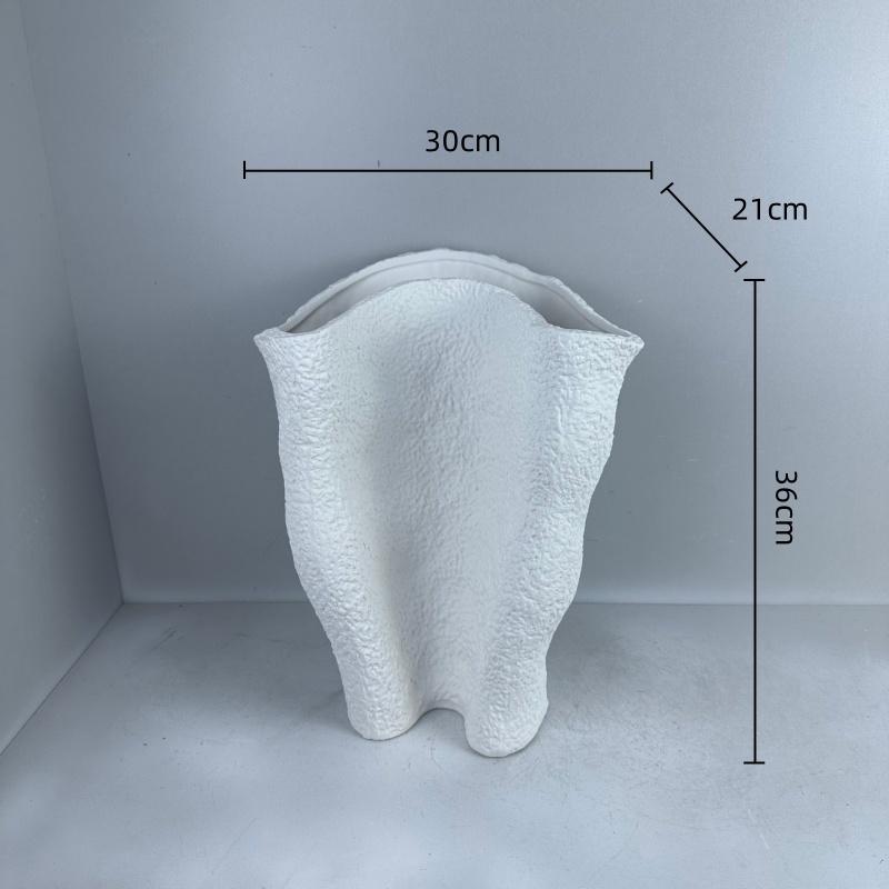 Keramik-Blumentopf Plissierte Blumenvase Geschwungene und Konkav-konvexe Blumenarrangements Ornamente Handgefertigte Keramik-Handarbeiten