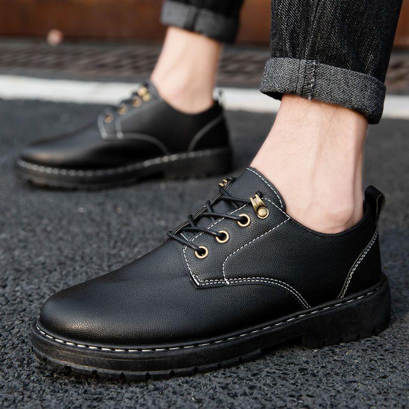 Round Toe Lace-up Platform Men's Leather Shoes in Promotion 2025 Trend Low Price Social Designer New in Male Casual Shoe