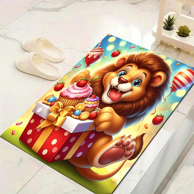 

1pc Lion with a sweet tooth Design Area Rug - Soft, Anti-Slip, and Durable Gaming Room Decor for Bedroom 60cm by 90cm