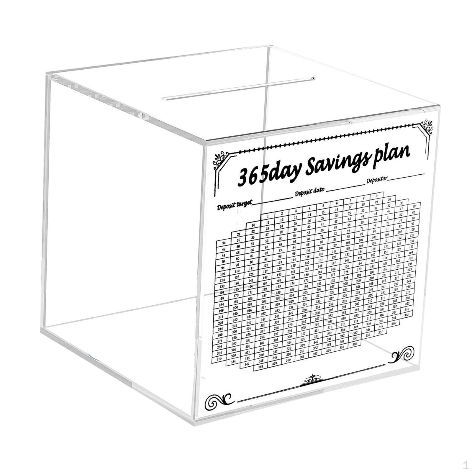 Акриловая копилка с планом дневных сбережений, копилка, прозрачная для детей и взрослых 15x15x15cm