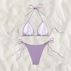 TS JYL-BK035 Solid Tie Back Two-Piece Bikini, High Elastic Comfortable Swimwear For Ladies