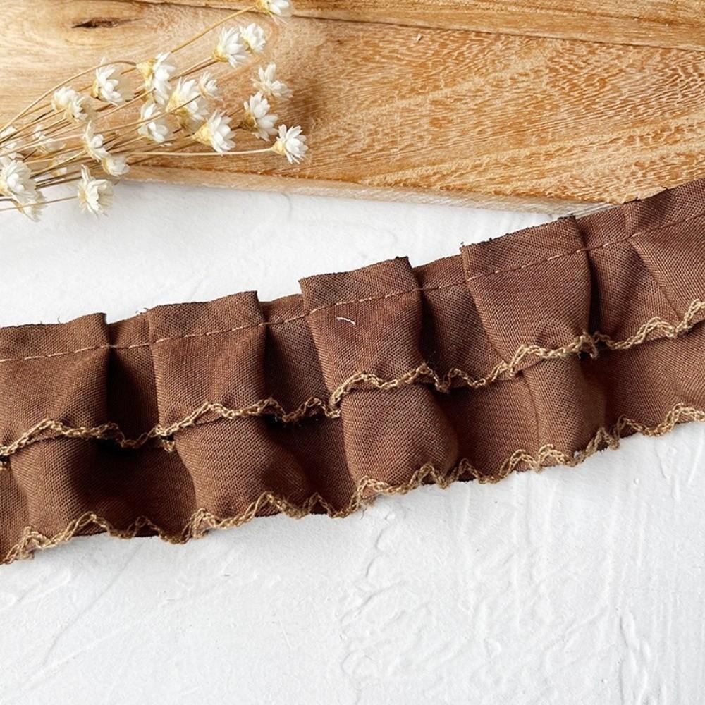 Wide Ruffles Ruffle Lace Trimming Double-layer Ruffle DIY Dress Apparel Embroidered Ruffle Trim Cuff Ruffles Handmade DIY темный кофе