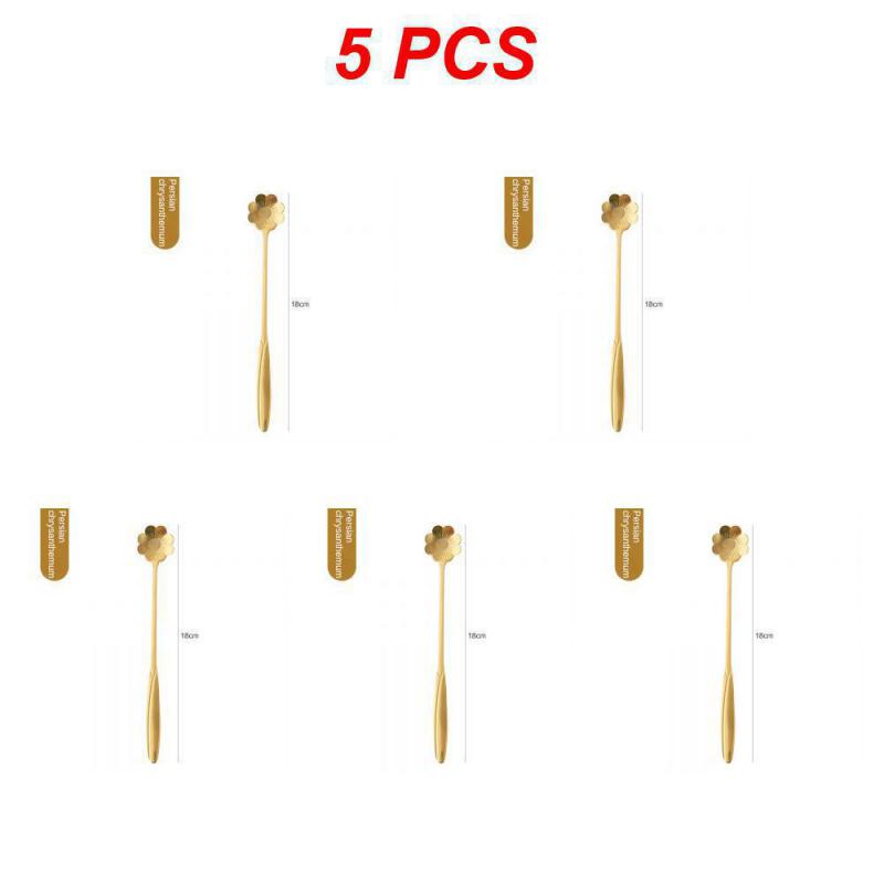 1/3/5PCS Long Handled Stirring Spoon Stainless Steel Creative Gold Coffee Spoon Tea Ice Cream Stirring Spoon Kitchen Accessories
