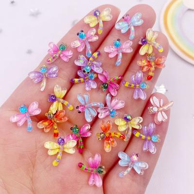50pcs Resin Glitter Mini Cute Crystal Colorful Dragonfly Art Nail Flatback Rhinestone Applique DIY Wedding Scrapbook Decor Craft