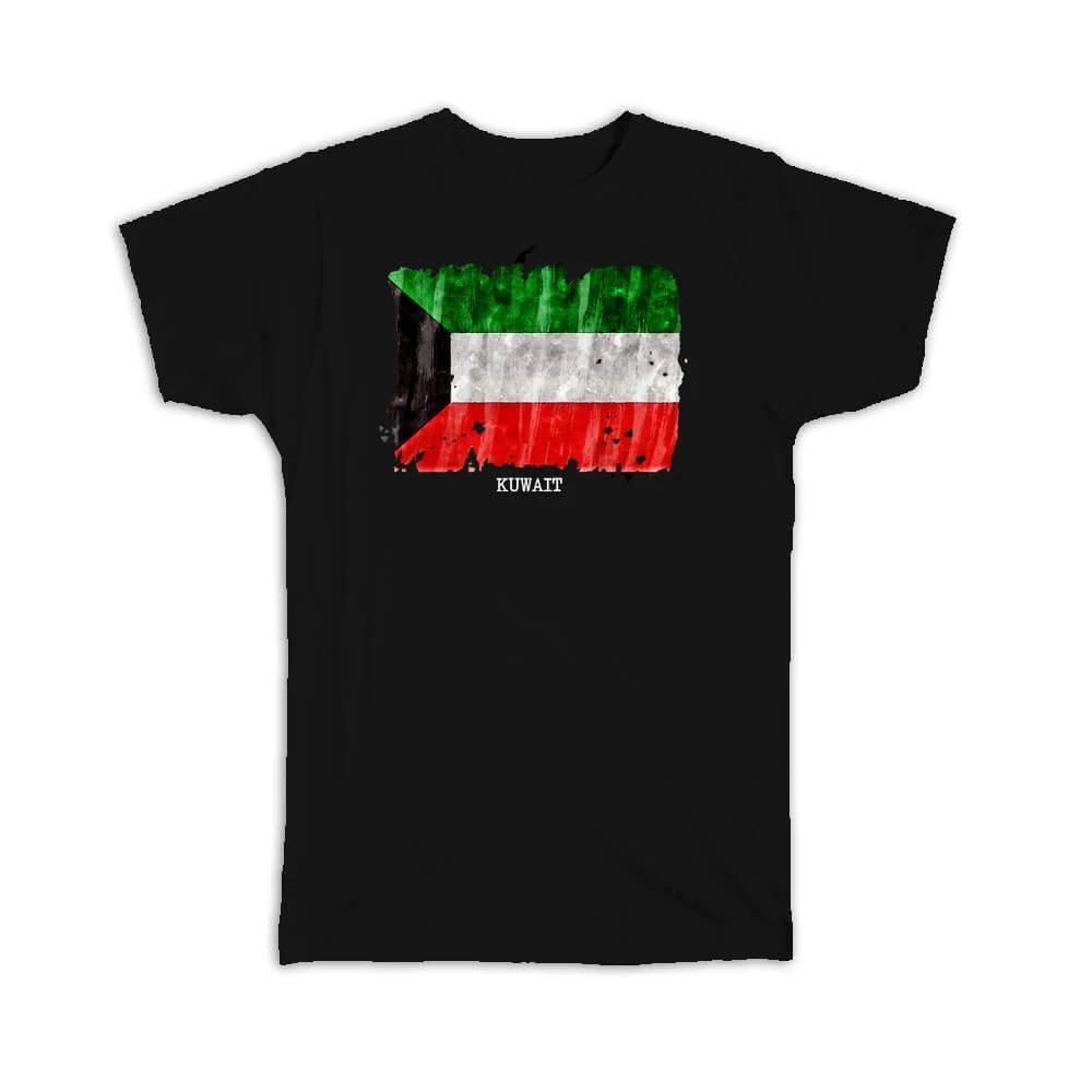 Gift T-Shirt : Kuwait Flag Asia Travel Expat Country Watercolor L