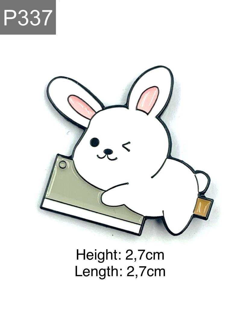 New Enamel Pin Rabbit Bunny Animal with Knife Funny Metal Pin Gift Birthday 1 Piece