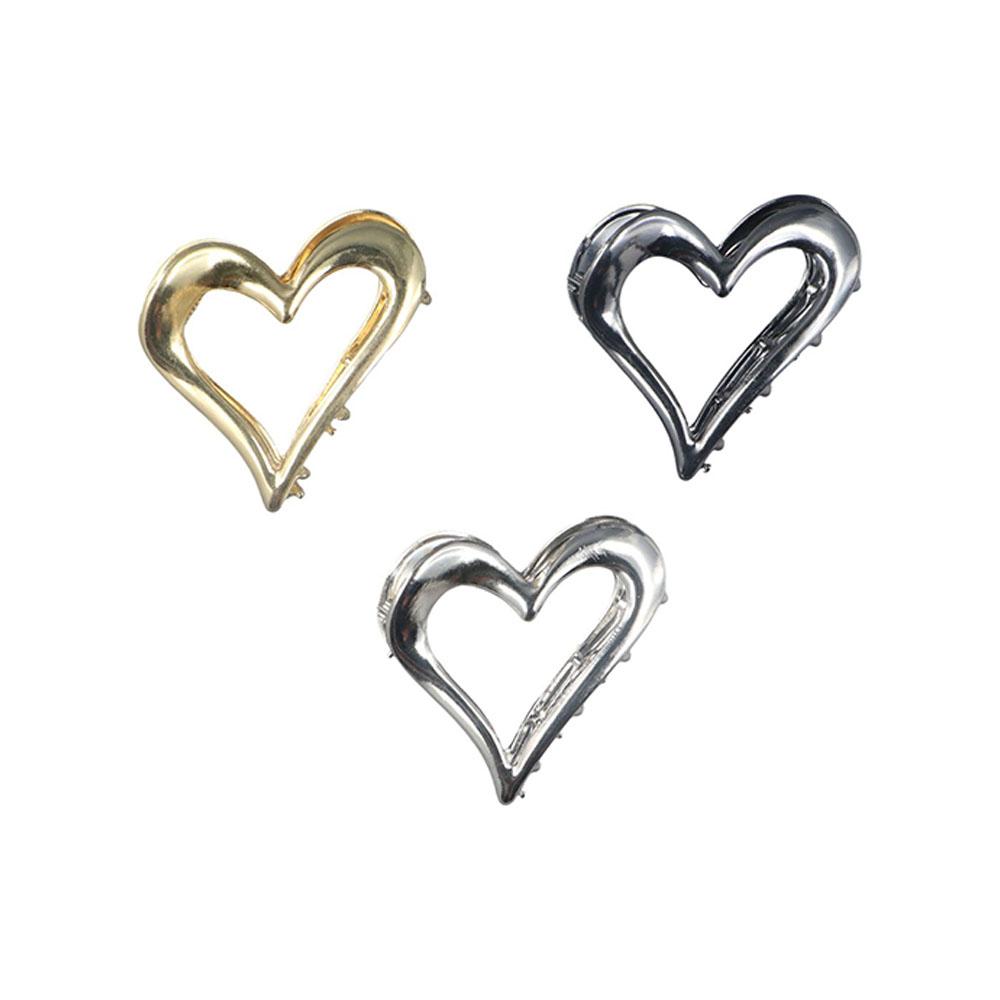 Y2k Love Heart Metal Hair Claw Zinc Zinc Alloy Geometric Shark Clip Sweet Ponytail Claw Clip  Girl