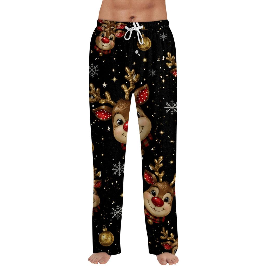 Men's Christmas Printed Pajama Pants for Casual Sleep