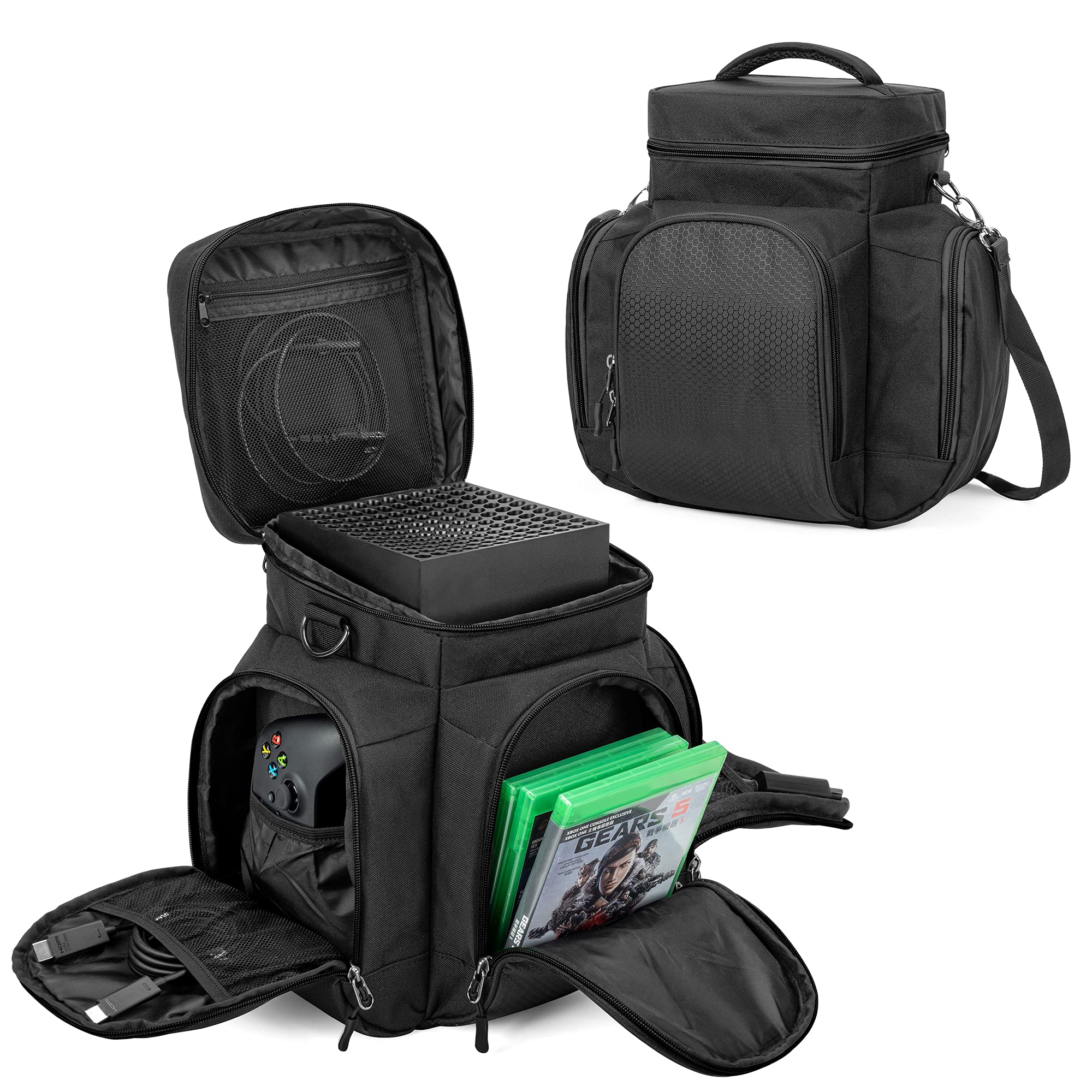 

Trunab Xbox Series X Storage Bag Portable with Peripheral Device Storage Pocket (Black)