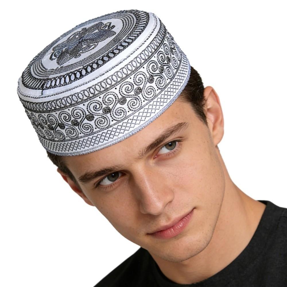 Ethnic Style Muslim Hat Traditional Prayer Hat Arabian Headwear Islam Flat Cap Middle East Culture