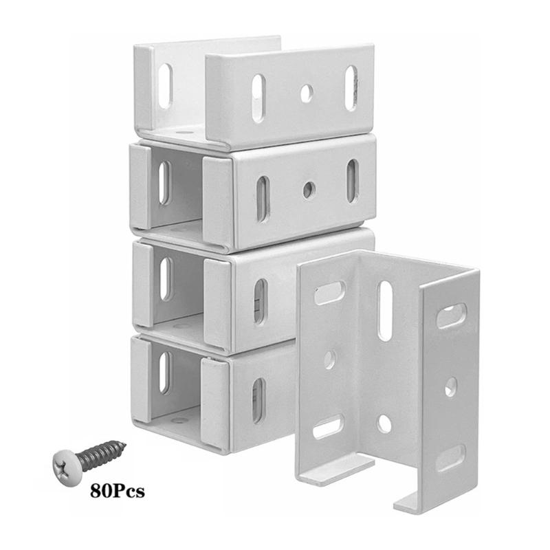 8Pcs Guide Rail Railing Connector Aluminum Alloys Fence Bracket with Screws Deck Railing Bracket Easy To Install