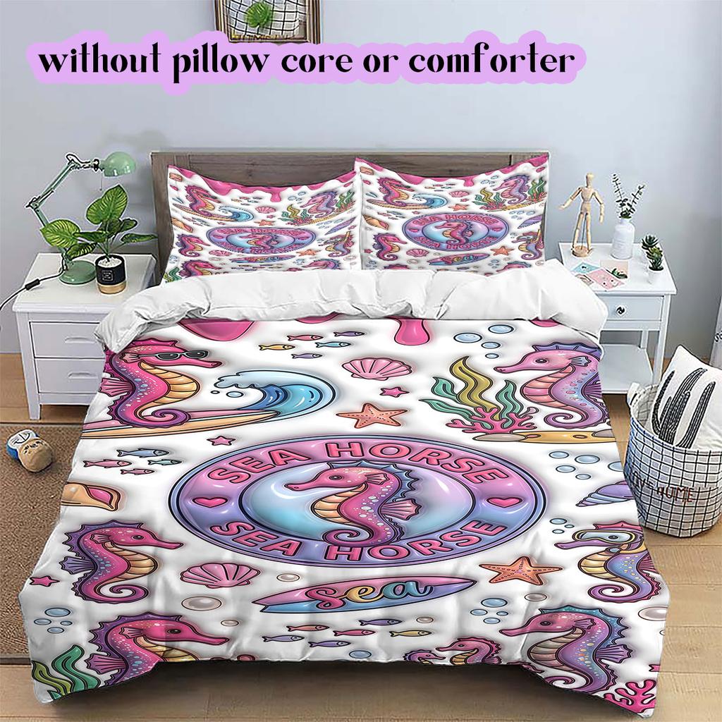 Cute animals surfing Pattern Bedding,Quilt Set Quilt Cover Pillowcase Home Birthday Gift (1*duvet cover+2*pillowcase,without core)