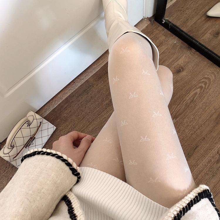 Sexy Black White Stockings Women Heart Polka Dot Bow Lolita Pantyhose Silk Tight High Socks Female Elastic Stockings Lingerie