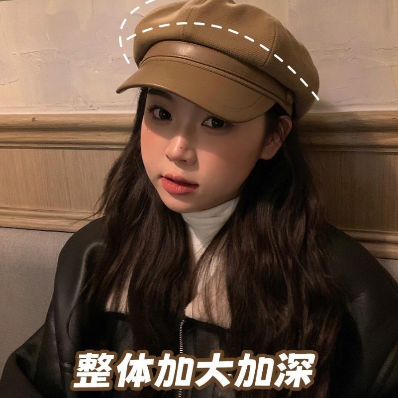 Autumn and Winter Hats Female Face Small Octagonal Hat Maillard Wears Retro Painter Beret Clouds Trendy Versatile Duck Tongue