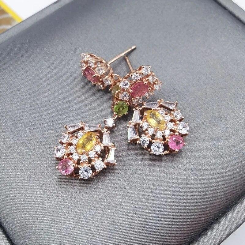 Sace Gems Earring for Women 925 Sterling Silver Natural Tourmaline Stud Earrings Wedding Party Fine Jewelry Eardrop Gift