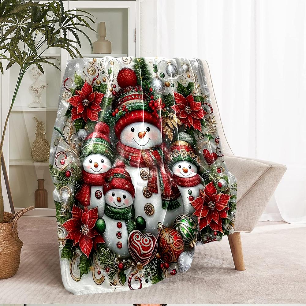 Christmas Theme Printed Blanket - Perfect for Couch, Bed, Travel & Outdoor Use | Machine Washable, Cozy & Durable.
