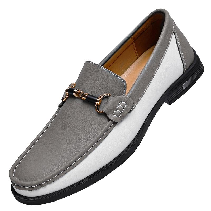 

Italian Genuine Leather Business Shoes Men Casual Leather Dress Office Shoes Breathable Slip on Driving Loafers Plus Size 38-47 47 серый