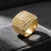 Kalen Men's Larger Square Ring High Quality Full CZ Crystals Stainless Steel Jewelry Male Charm Finger Anillos Women‘s Accessory