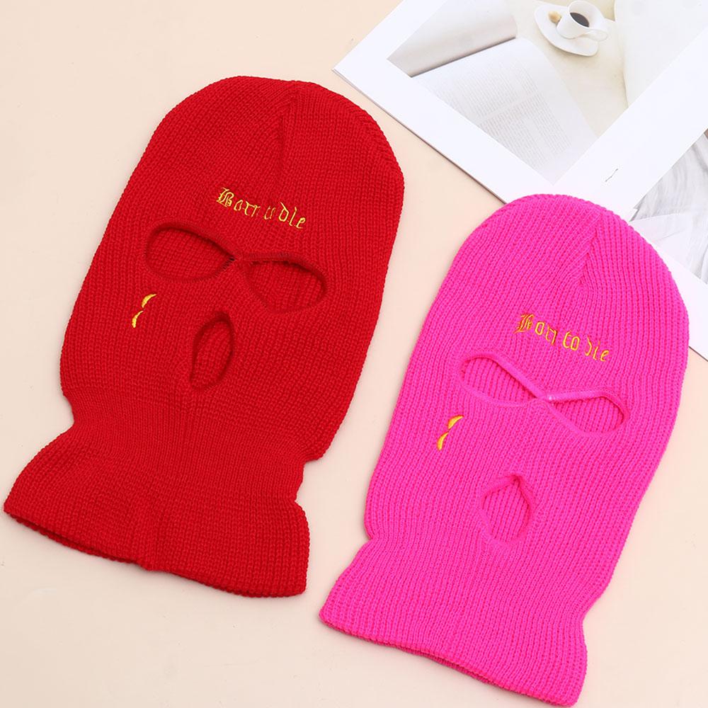 Men Women Thermal Knitted Full Face Cover Ski Mask Neck Warmer 3 Hole Balaclavas