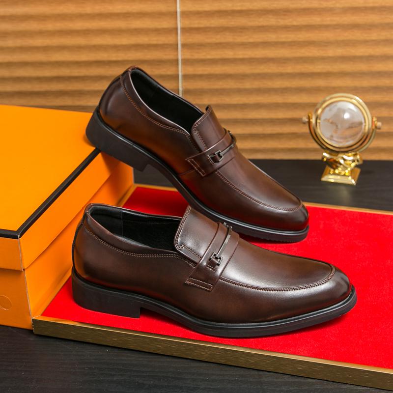 Fashion Men Retro Loafers Pointed Black Brown One Foot Business Office Formal Shoes British Style Suit Shoes Sizes 38-46 Men Shoes