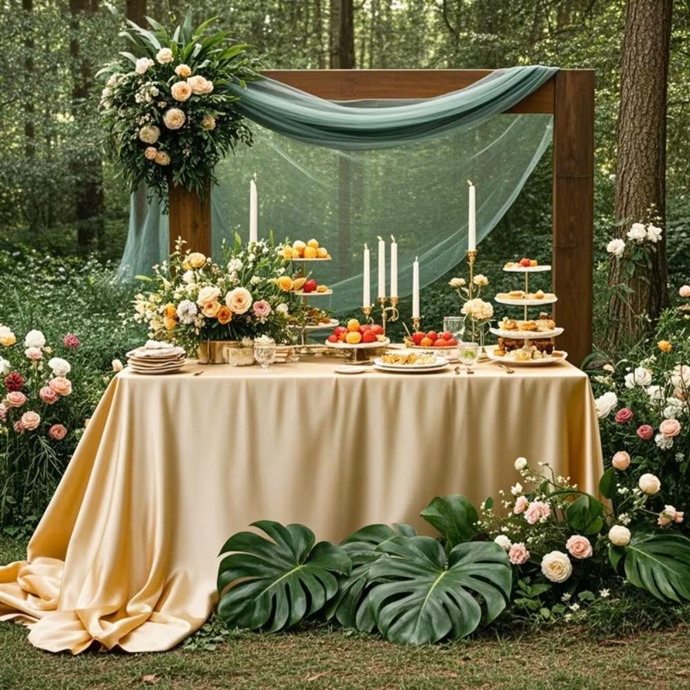 

Satin Rectangle Table Cloth, Washable Table Cover Smooth Fabric Bright Silk Tablecloth for Dining Kitchen, Wedding Banquet Party 145x100cm золотой