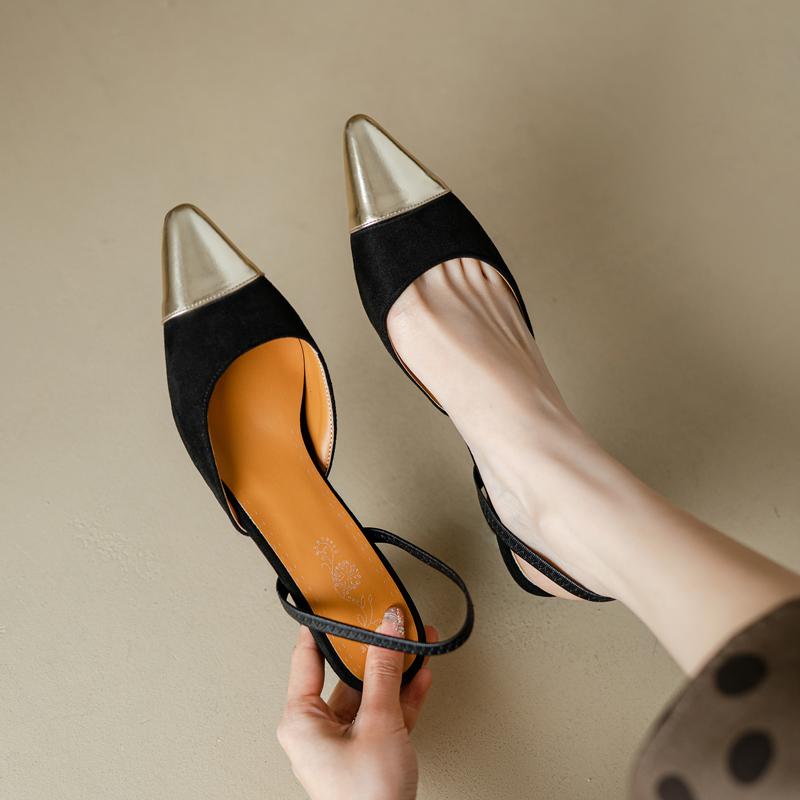Women's High-heeled Sandals Summer Small Fragrant Style Pointed Thin Heel Color Matching Large-size Sandals