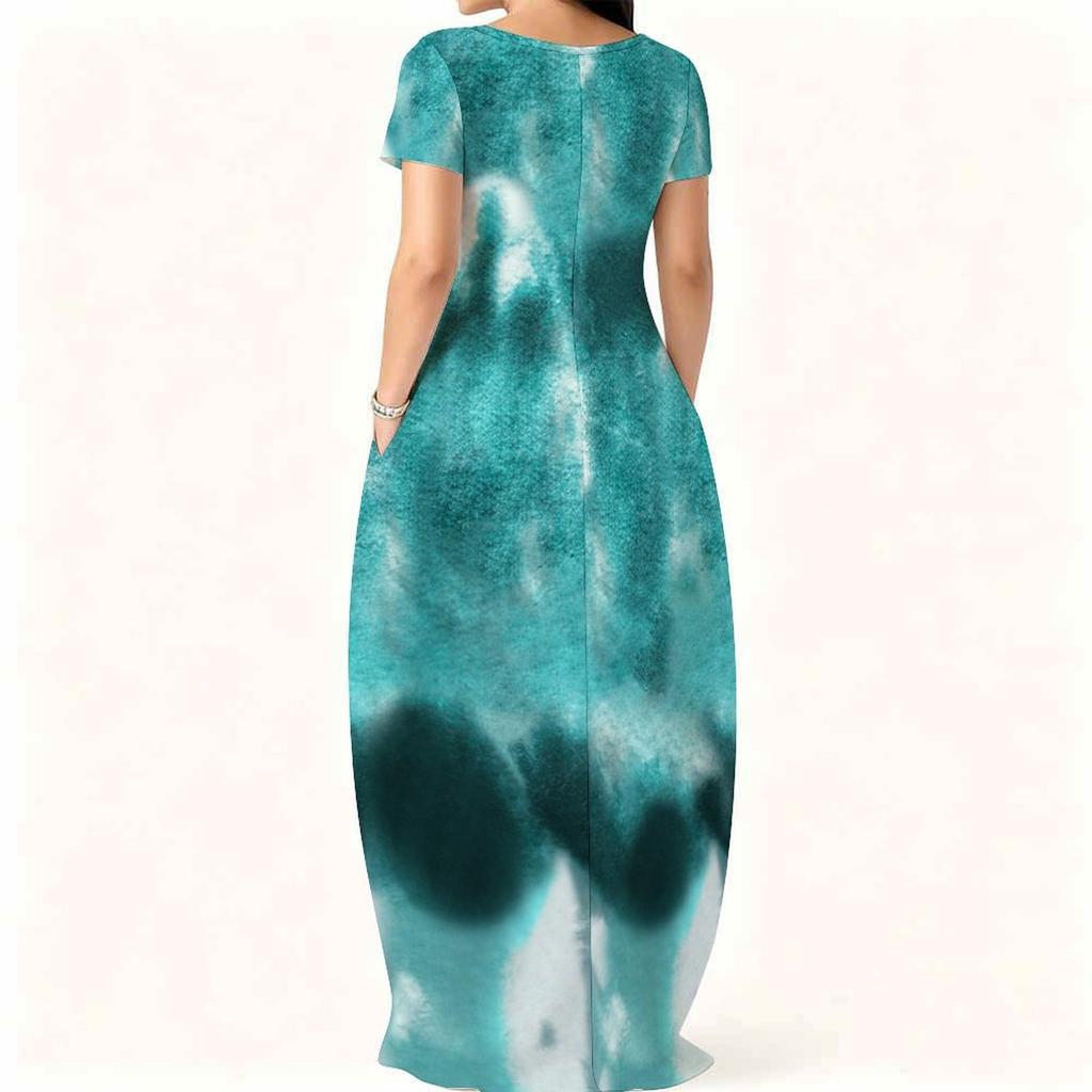 Oversized Ladies Crew Neck Dress Short Sleeve Soft Fabric Garment For Summer Picnic And Daily Casual Use