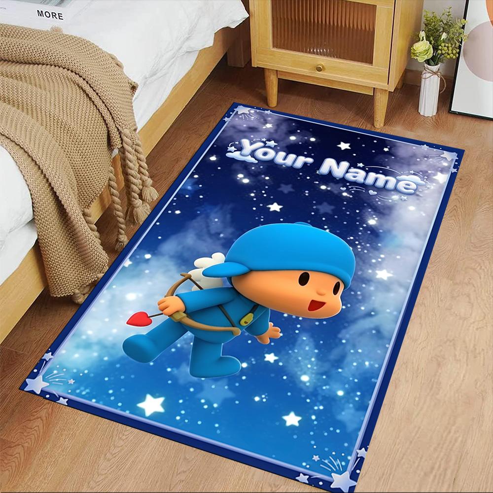 Pocoyo Personalized Text Floor Rug Office Rug Suitable for Kitchen Playrooms Game Room Foyer Antislip Carpet Decorate Offices