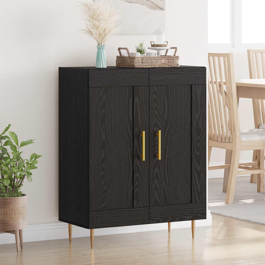 Sideboard In Black Oak Look 69.5 X 34 X 90 Cm