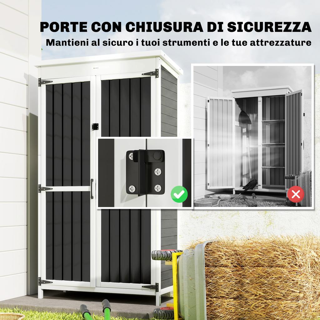 Raised Garden House with 3 Removable Shelves, in Wood and Steel, 94x43x166 cm, Multicolor