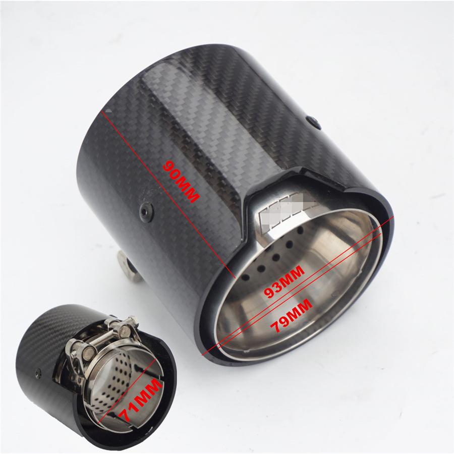 Car Carbon Fiber Exhaust End Tail Tips 71mm In