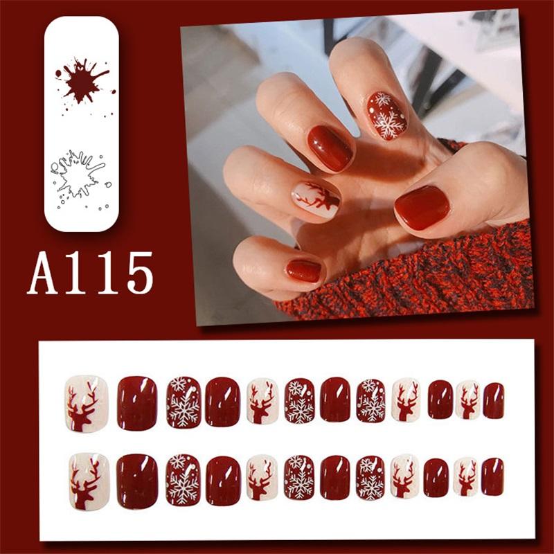 Winter Sweet Cartoon Christmas Wearing Nails Snowflake Santa Claus Nail Art Fake Nail Patch Christmas Collection