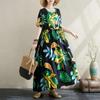 Short Sleeve Plus Size Cotton Vintage Floral New In Dresses for Women Casual Loose Long Summer Dress