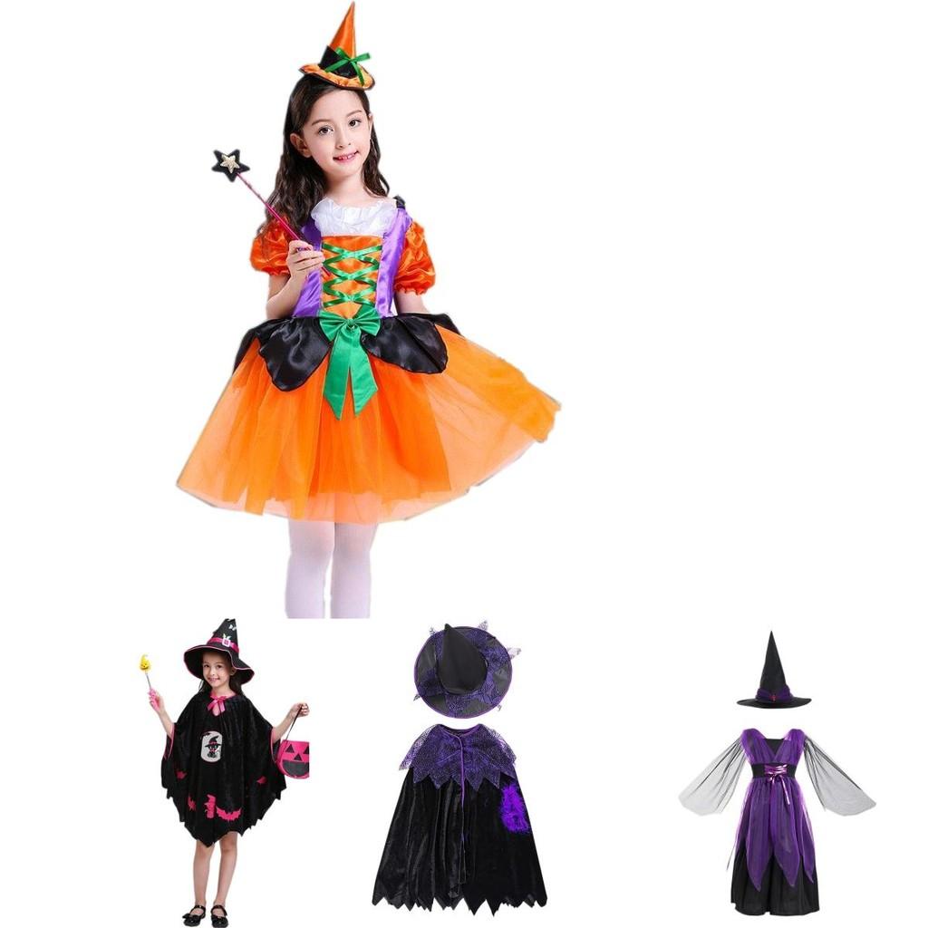 Magical Baby Girl Gown Halloween Cosplay Witch Costume For Teens With Puff Sleeves