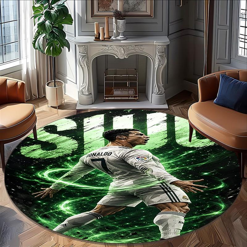 1pc Number 7 Soccer1 Carpet, Round Rug, Comfortable, Suitable for Entryways, Living Rooms, Office, And Bedrooms, Christmas Decoration