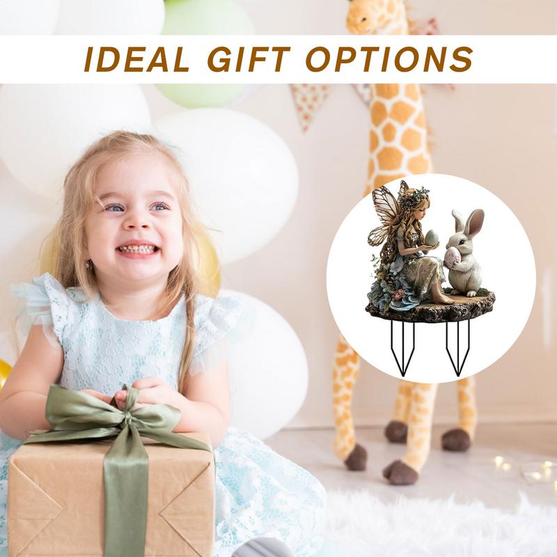 Easter Garden Stakes Outdoor Yard Decor Sign Holiday Decorations 2D Acrylic Spring Bunny Egg Signs for Courtyard Patio Lawn