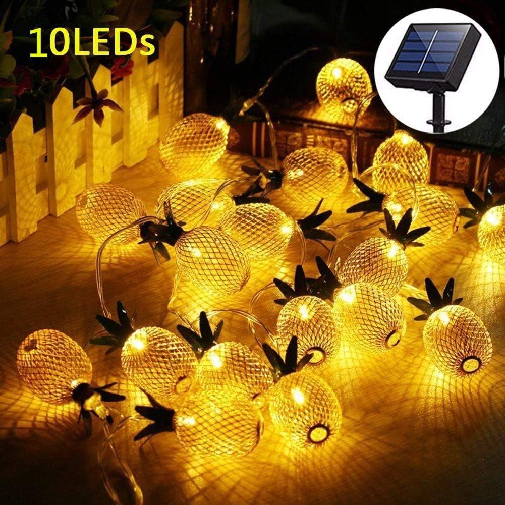 Pineapple Solar String Lights - BIMEE 11.5FT 10LED Waterproof Solar Powered Fairy String Lights Hanging Lights for Outdoor Garden Patio Landscape