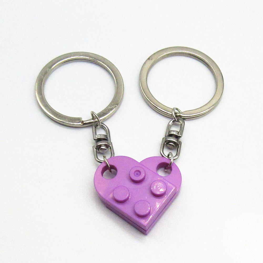 LEGO Heart Puzzle Keychain: European & American Style Building Block for Couples